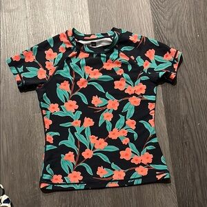 Tea Collection Black and Red Rashguard Swim Shirt